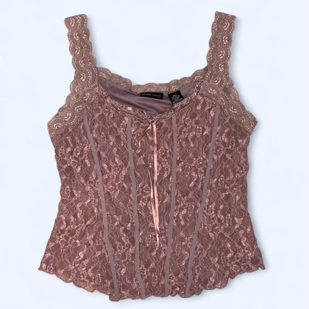 New York & Company Dusty Rose Lace Camisole Tank